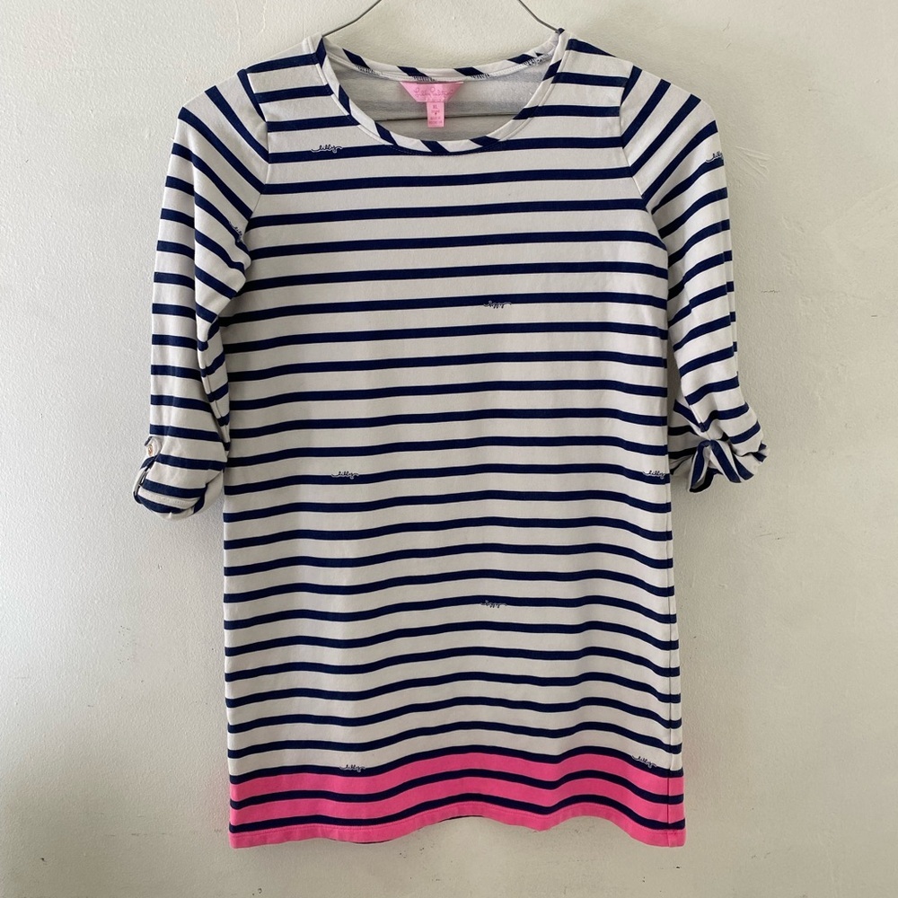 Lilly Pulitzer Navy and Pink Striped Kids Dress